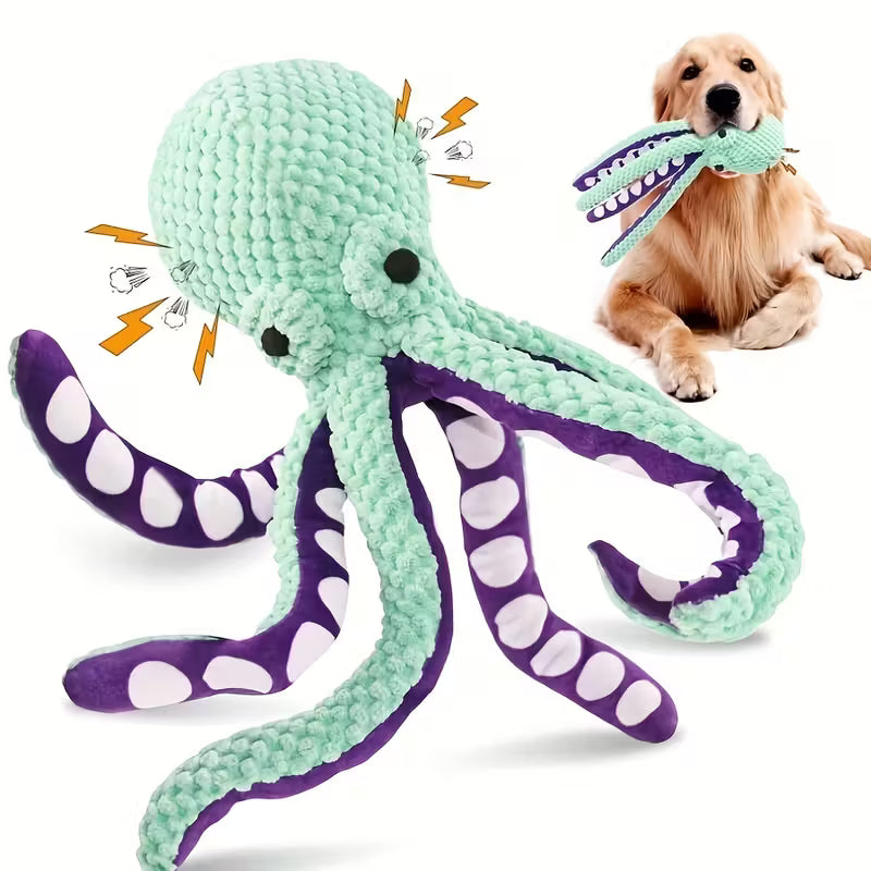 Squeaky Plush Octopus Dog Toy