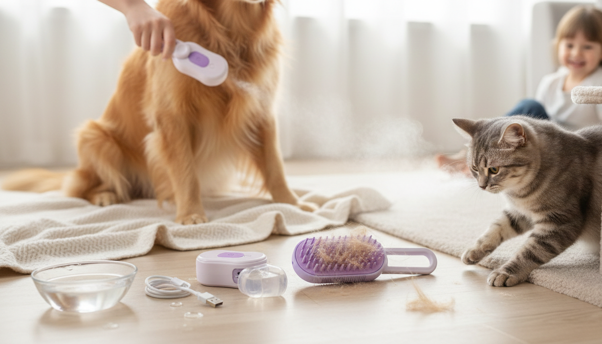 3-in-1 Steam Pet Grooming Brush