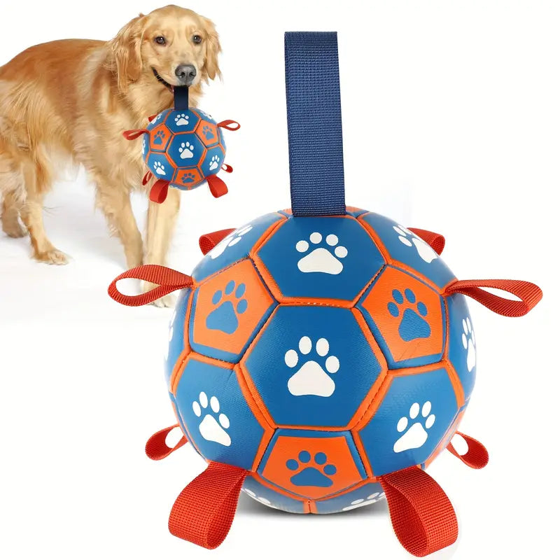 Large Durable Heavy Duty Rubber Soccer Ball with Tug-of-War Straps - Pump included