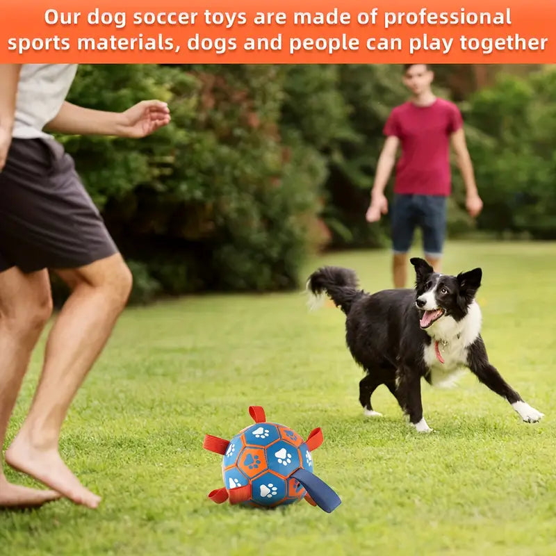 Large Durable Heavy Duty Rubber Soccer Ball with Tug-of-War Straps - Pump included