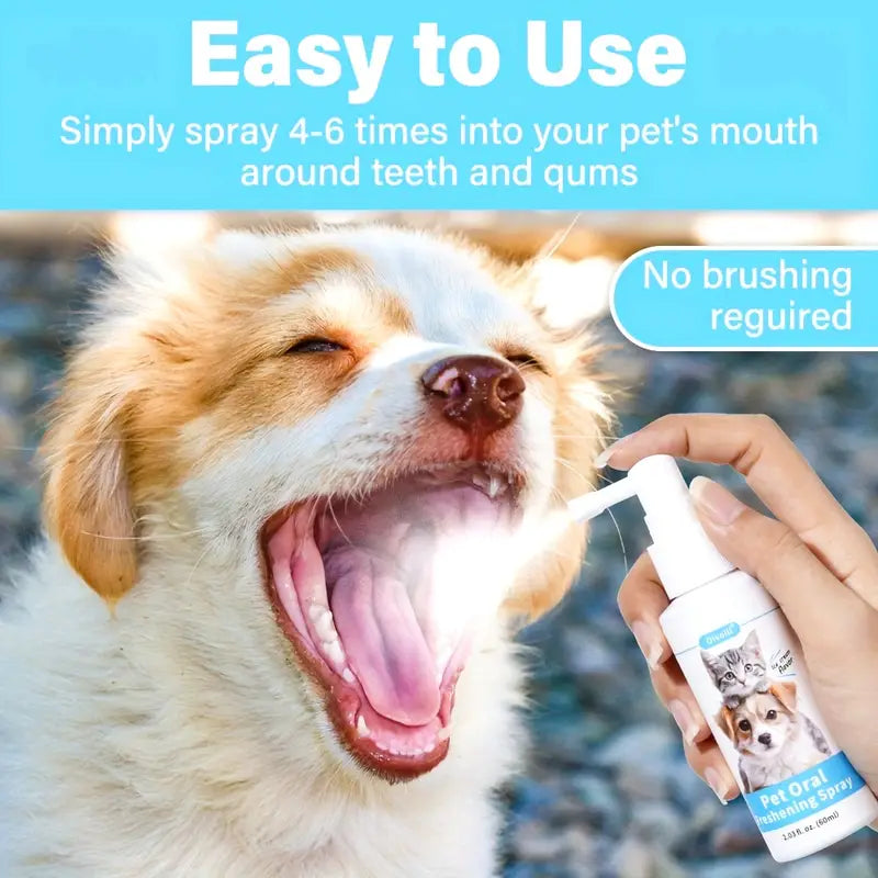 Pet 2-in-1 Oral Spray, Cleans Teeth, Freshens Breath, Tarter Control For Dogs & Cats