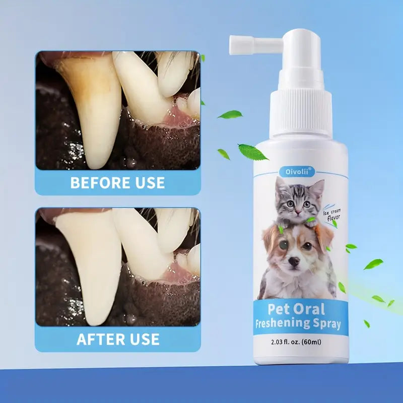 Pet 2-in-1 Oral Spray, Cleans Teeth, Freshens Breath, Tarter Control For Dogs & Cats