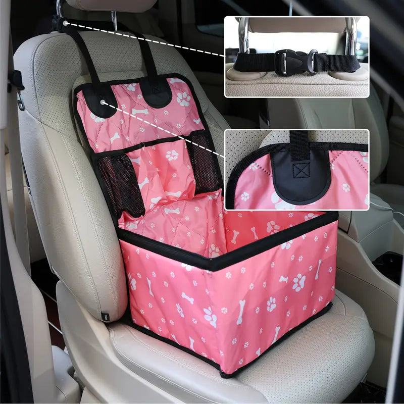 Pet Car Seat Cushion with Seat Belt Tether